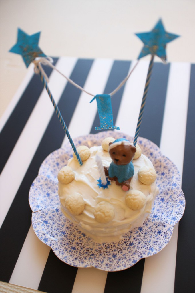 1才の誕生日手作りケーキ男の子ブルー